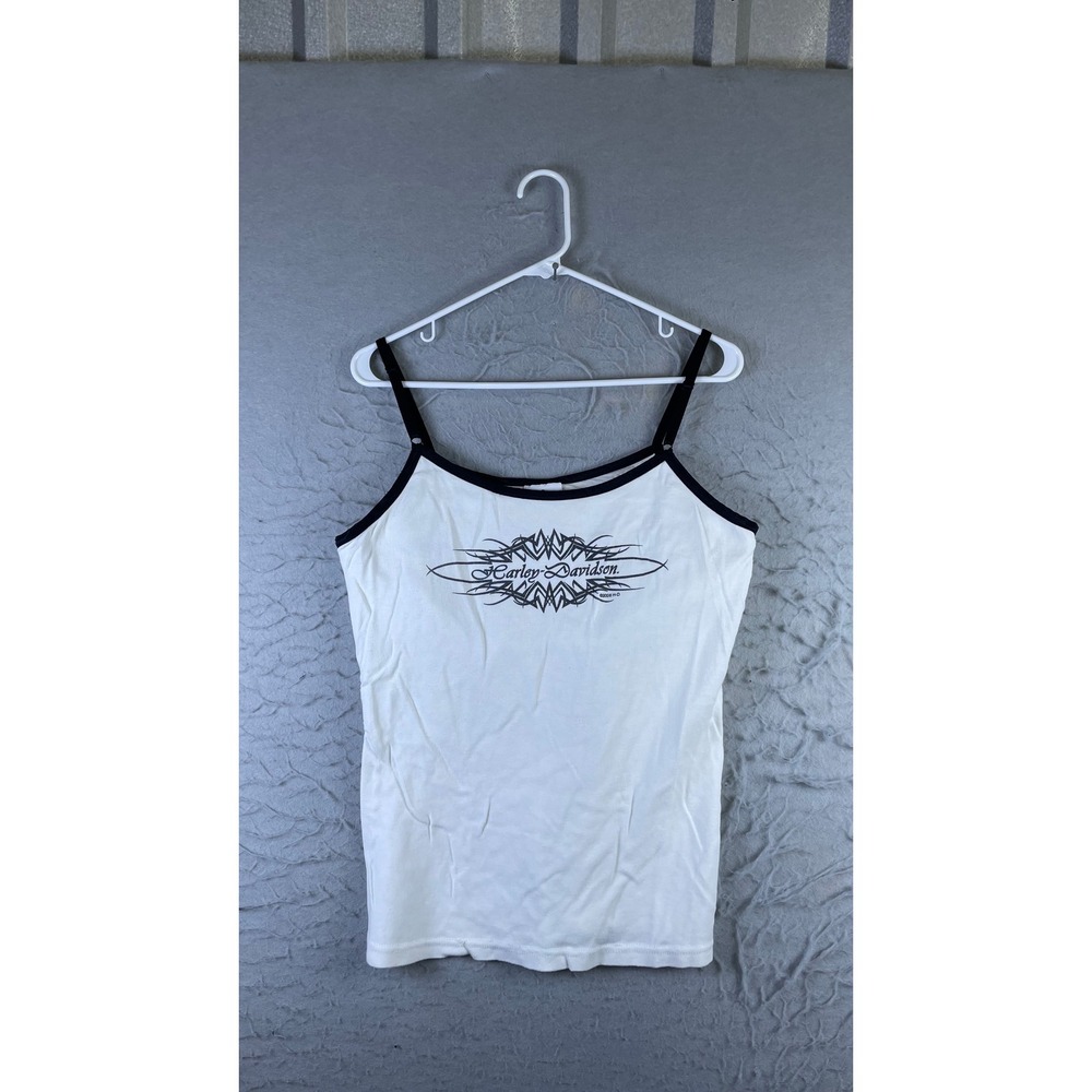 Harley Davidson Cami Tank Top Womens XL White Excellent Hill City South Dakota